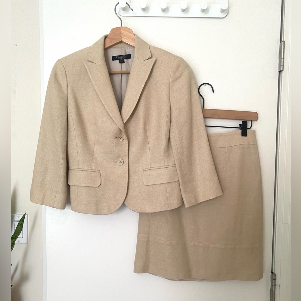 Brooks Brothers Tan Wool Blazer and Skirt Set